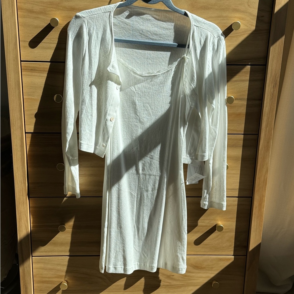 Nothing Fits But White Mini Dress and Cardigan Set